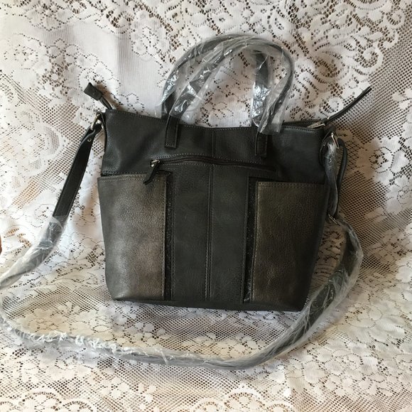 NWT KENSIE PEWTER MULTI POCKET SATCHEL - Picture 7 of 9